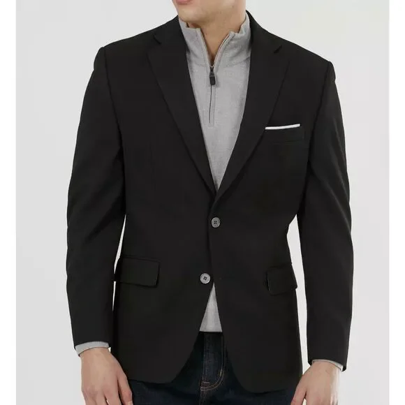$295 Michael Kors Men's Black Modern-Fit Stretch Solid Blazer Suit Jacket 44L